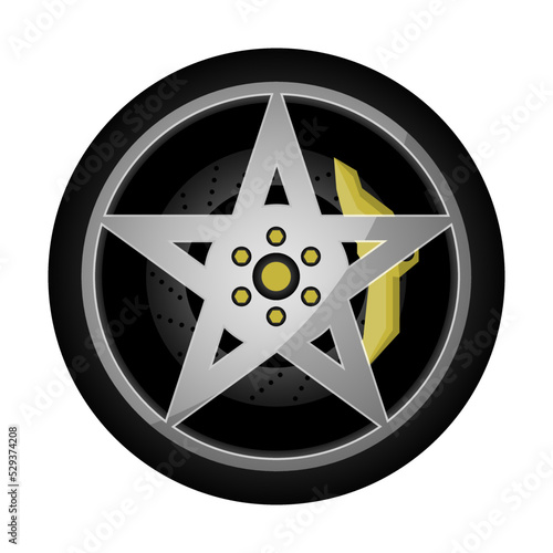 Machine titanium rim icon. Consumables for car, auto service concept, wheel vehicle isolated on white background vector illustration.
