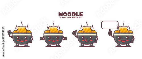 noodle cartoon mascot with different expressions