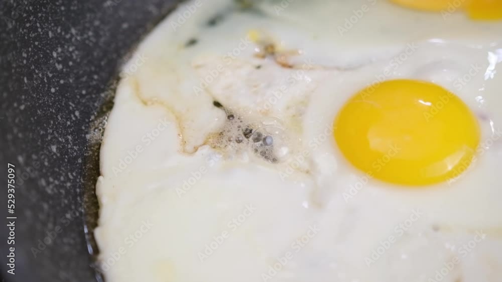 Closeup shot Cooking fried eggs in a Non-stick pan Closeup shot Cooking fried eggs in a Non-stick pan