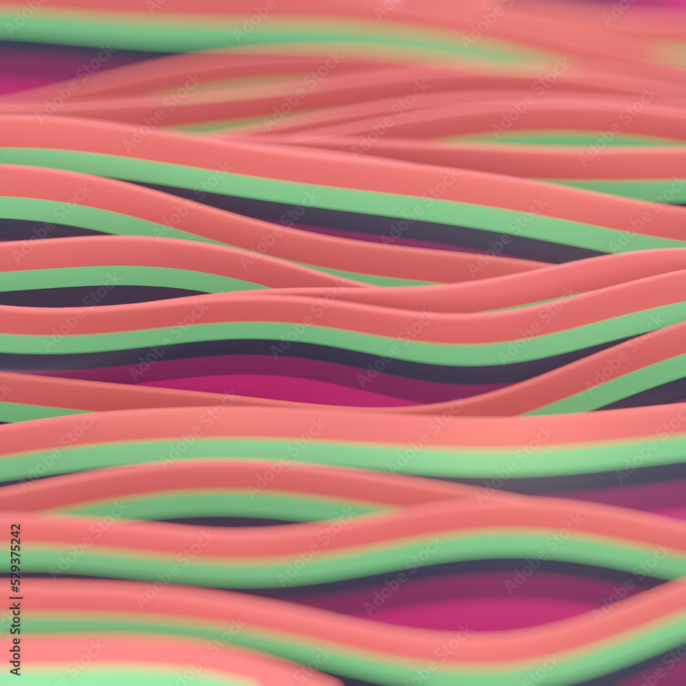 Psychedelic wave background, horizontal waves with trendy gradient. 3d rendering liquid flow effect Digital illustration Psychedelic wave background, horizontal waves with trendy gradient. 3d rendering liquid flow effect Digital illustration