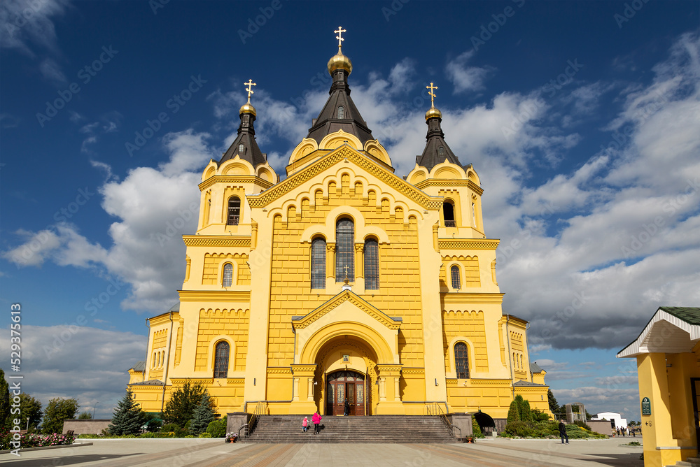 Alexander Nevsky Novoyarmarochny Cathedral in Nizhny Novgorod on a sunny autumn day. Russia