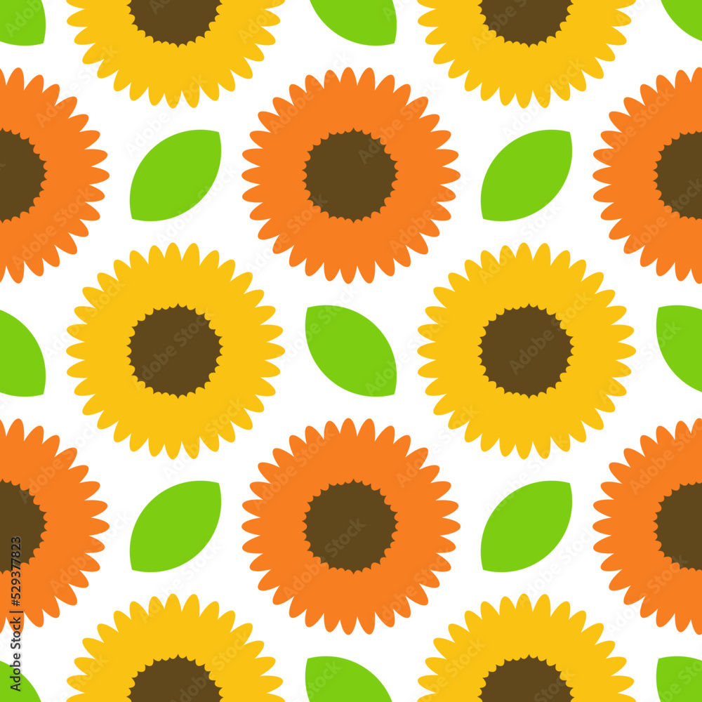 Fototapeta premium sunflower seamless pattern on white background