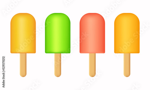 colorful ice cream with mesh technique on white background
