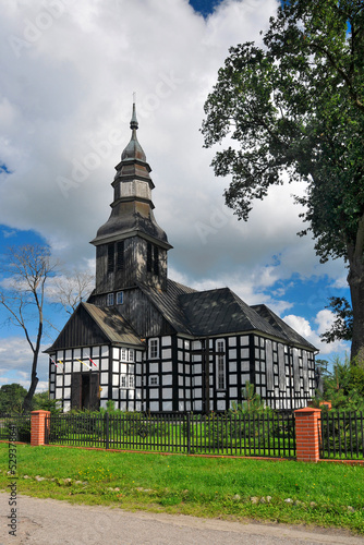 St. Lawrence Martyr Church in Brzezie, village in Pomeranian voivodeship. Poland