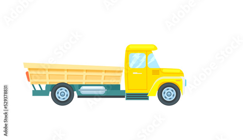 Freight truck isolated icon. Commercial shipping, transportation company badge with cargo truck, relocation service vector illustration.