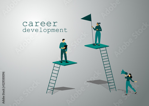 Career Development vector illustration. Mentorship, upskills and self development strategy flat style design business concept.