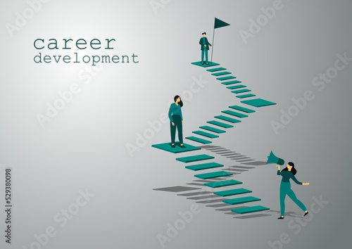 Career Development vector illustration. Mentorship, upskills and self development strategy flat style design business concept.