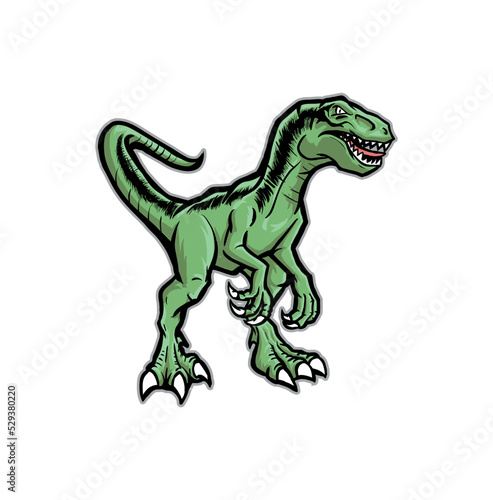 raptor dino green color design vector 