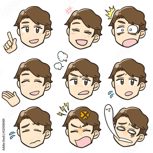 男性　表情　ミニキャラ　かわいい　イラスト