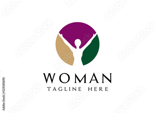 Woman label logo design template. 