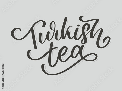 Turkish traditions of tea ceremony. Tea time. Decorative elements for your design. Vector Illustration with oriental cup on white background.