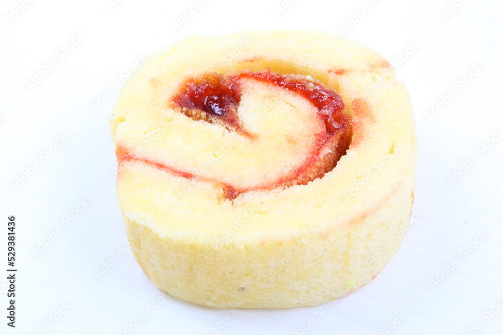 Obraz premium Sweet roll cake isolated on white background