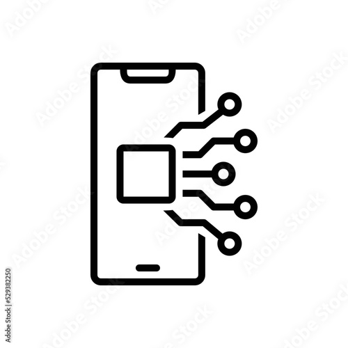 Black line icon for api integration