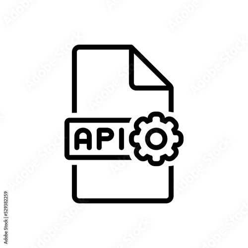 Black line icon for api software