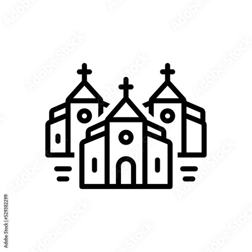 Black line icon for churches