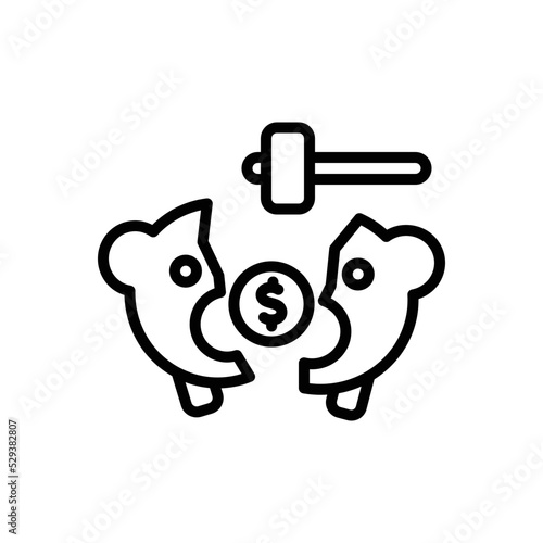 Black line icon for broke