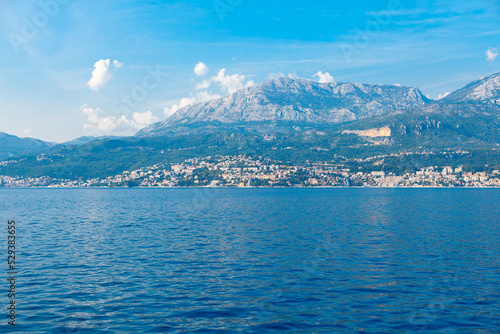 Panoramic of mountain and sea . Herceg Novi is a coastal town in Montenegro