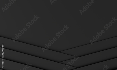 Minimalist clean copy space black background in stacked layers. abstract background. 3d rendering.