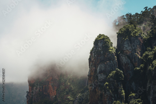 Fototapeta Naklejka Na Ścianę i Meble -  misty rock pillars, Kodaikanal