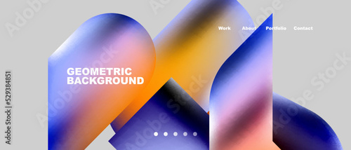 Landing page background template. Colorful plastic round shapes abstract composition. Vector illustration for wallpaper, banner, background