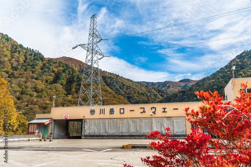 秋の谷川岳ロープウェイ 「土合口駅」の外観 【群馬県・利根郡・みなかみ町】