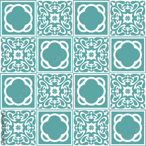 Azulejo seamless pattern stylish trendy ceramic tile design element for kitchen backsplash, vector illustration