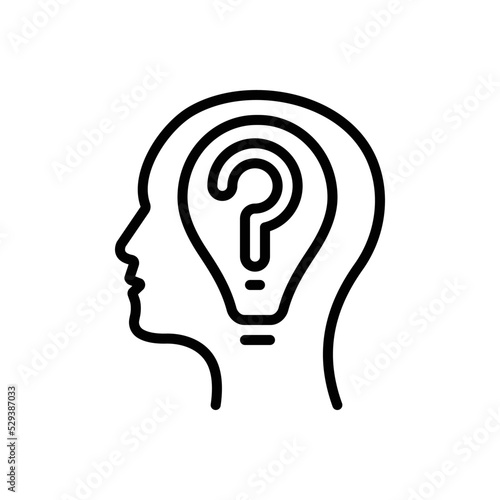 Black line icon for thinking 