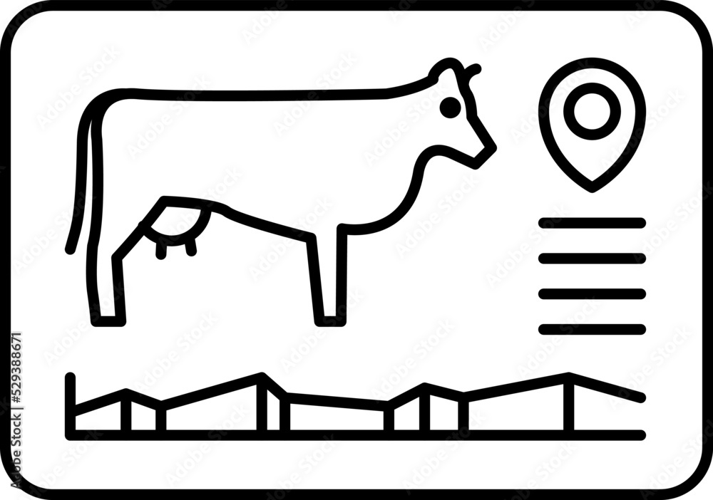 Livestock health and location tracking icon, outline style vector image. Smart Farming and Agriculture IoT Solutions icon. Livestock health and location tracking icon, outline style vector image. Smart Farming and Agriculture IoT Solutions icon.