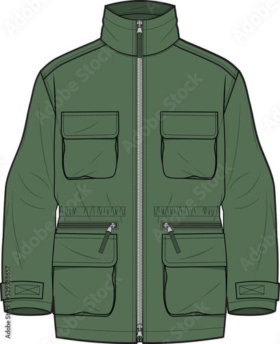 MAN AND BOYS WEAR JUNGLE JACKET WITH POCKET VECTOR