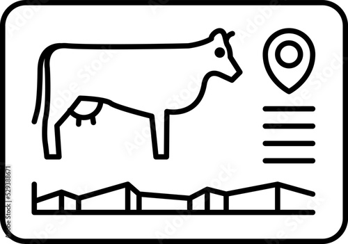 Livestock health and location tracking icon, outline style vector image. Smart Farming and Agriculture IoT Solutions icon.