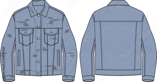 MENS BOYS RIDER DENIM JACKETS OVERCOAT AND TRUCKER WITH POCKETS SKETCH VECTOR
