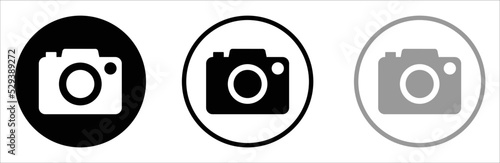 Camera icon. Symbol. Sign. Circle photo camera symbol. vector illustration