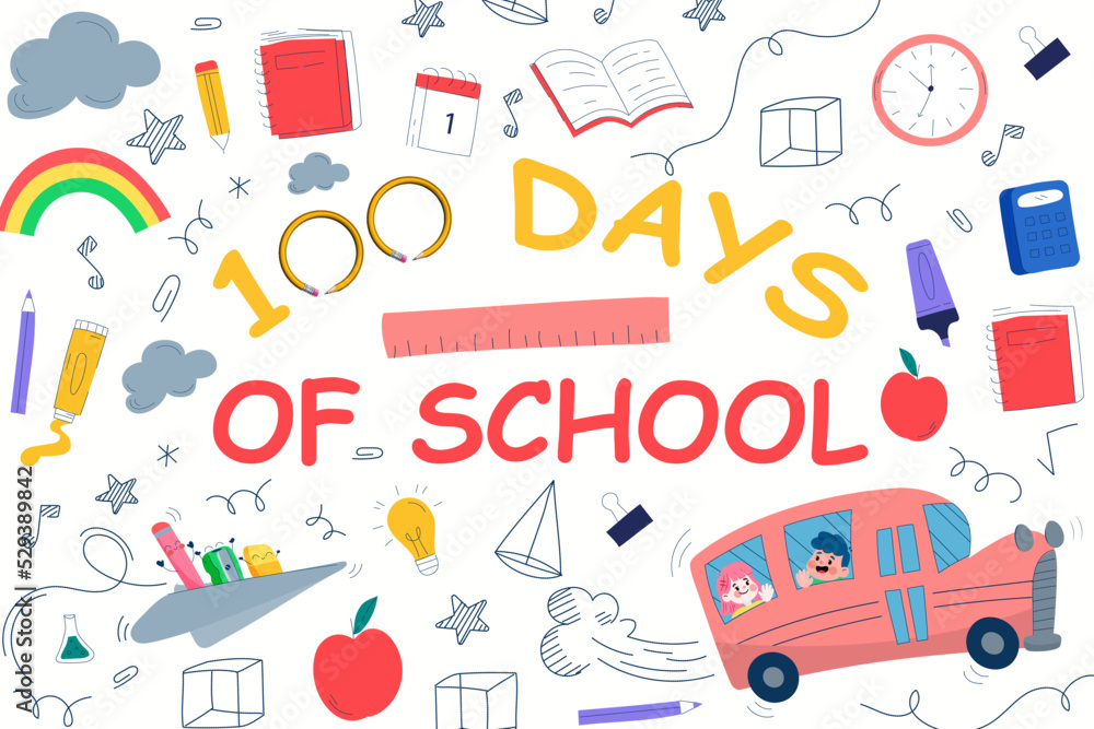 100 Days Of School Kids Design 100 Days Of School Vector 100 Days Of