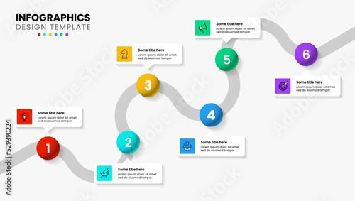 Infographic template. Line with 6 balls and numbers