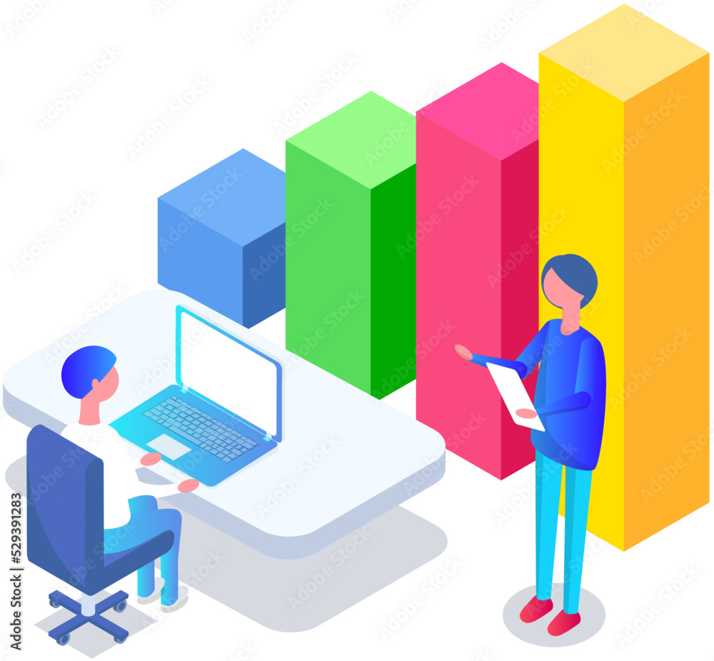 Business people communicating in office discuss statistics, analyze different charts and graphs. Financial accounting concept. Organization process, analytics, planning, report, market analysis Business people communicating in office discuss statistics, analyze different charts and graphs. Financial accounting concept. Organization process, analytics, planning, report, market analysis