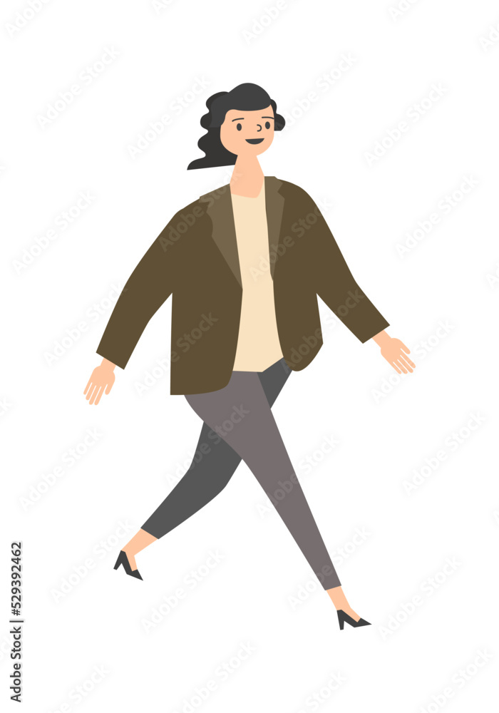 歩いている女性のイラスト 歩いている女性のイラスト