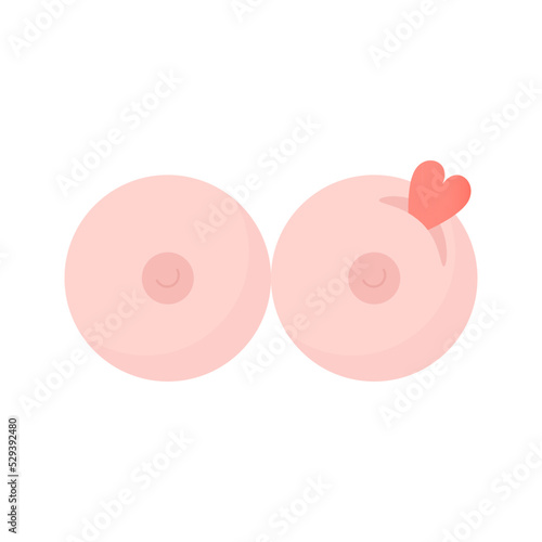 Women's breasts with a slit and a heart inside in honor of World Breast Cancer Day