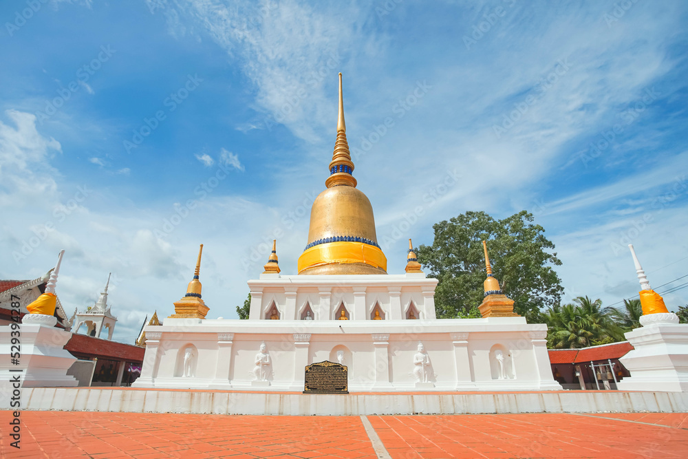 The famous temple Phra That Sawi, one of travel destinations in Chumphon, Thailand.
