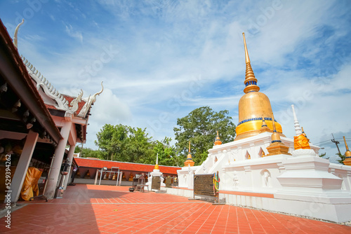 The famous temple Phra That Sawi, one of travel destinations in Chumphon, Thailand.