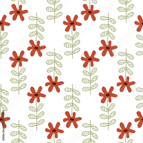 Floral pattern on white seamless pattern for design  simple cute flower blossom for textile and wrapping paper
