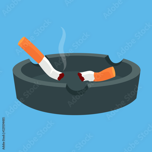 Ashtray with extinguished cigarettes, illustration
