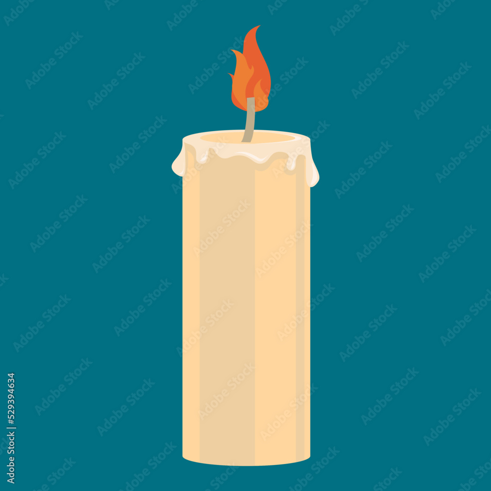 Burning candle, illustration, vector, cartoon Burning candle, illustration, vector, cartoon