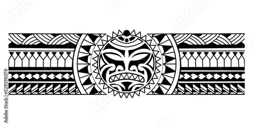 Polynesian border tattoo design.  Pattern aboriginal samoan. Black and white texture, isolated vector. photo