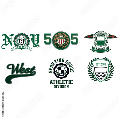 varsity , school fashion applique graphic set