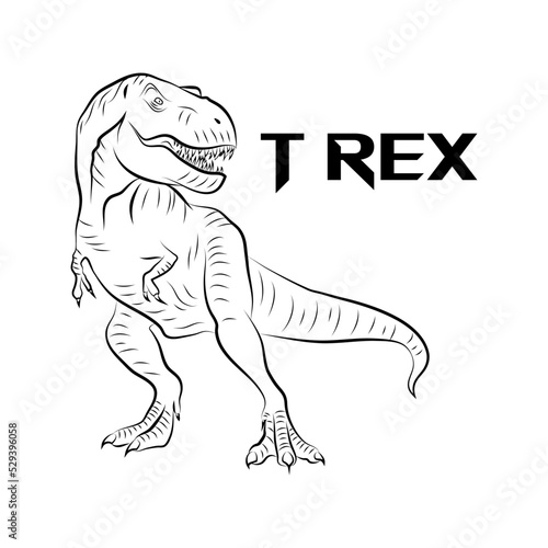 T Rex outline illustration, vector, Roar, Scary, Isolated