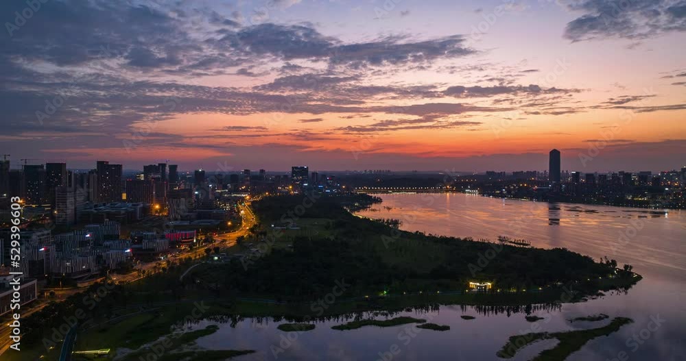 aerial timelapse of Chengdu cityscape at twilight dusk Xinglong lake summer hyperlapse aerial timelapse of Chengdu cityscape at twilight dusk Xinglong lake summer hyperlapse