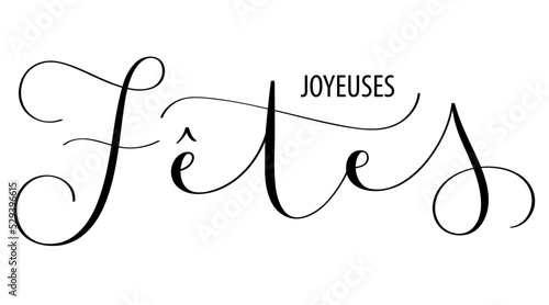 Banniere calligraphique vecteur noir JOYEUSES FETES
