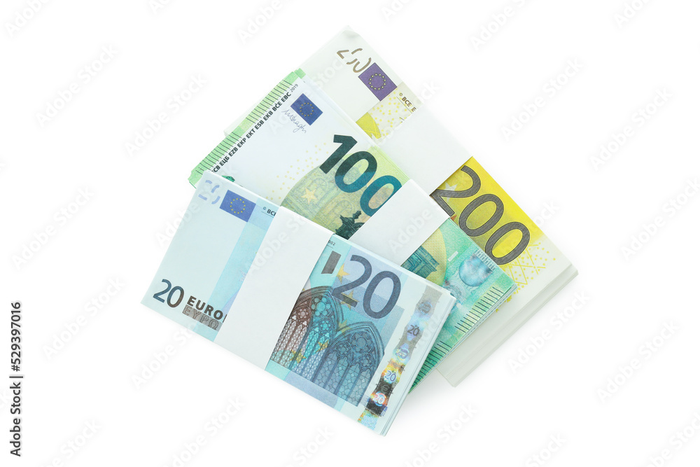 Concept of financials, Euros isolated on white background Concept of financials, Euros isolated on white background