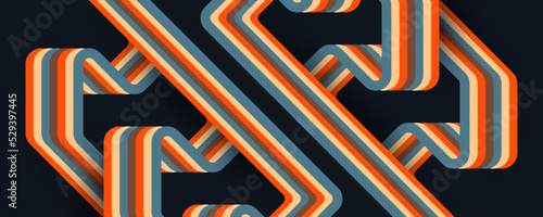 Abstract Retro Background with Colorful Lines. 1970s Background Design