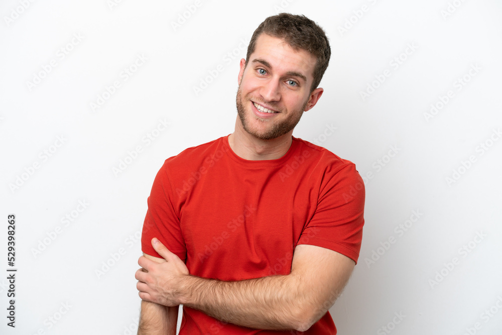Young caucasian man isolated on white background laughing Young caucasian man isolated on white background laughing